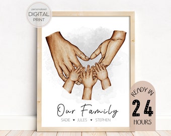 Family Hand Print, Mother's Day Gift, Father's Day Gift, Personalised Hand Print, Custom Family Hand Print, Personalised Family Hand Print