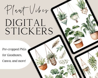 Plant Vibes Digital Sticker Book Goodnotes Stickers iPad Stickers for iPad Planner or Goodnotes Planner Pre-Cropped Journal Stickers PNG