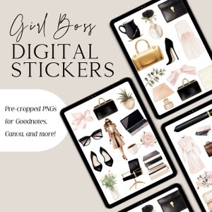 Girl Boss Digital Sticker Book Goodnotes Stickers iPad Stickers for iPad Planner or Goodnotes Planner Pre-Cropped Journal Stickers PNG