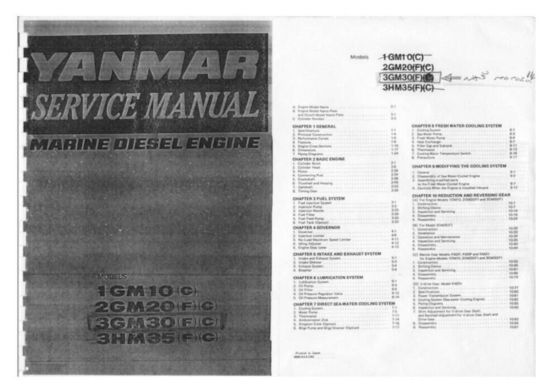 Yanmar Marine Diesel Engines GM Series Manual for Etsy