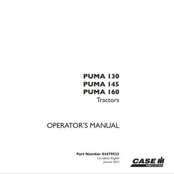 Case IH Puma 130 145 160 Operators Manual Manual Get it today