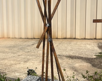 Rustic Abstract Steel Outdoor Sculpture