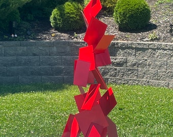 Ascension Custom Colors Abstract Geometric Metal Sculpture Indoor/Outdoor Decor Steel Garden Art