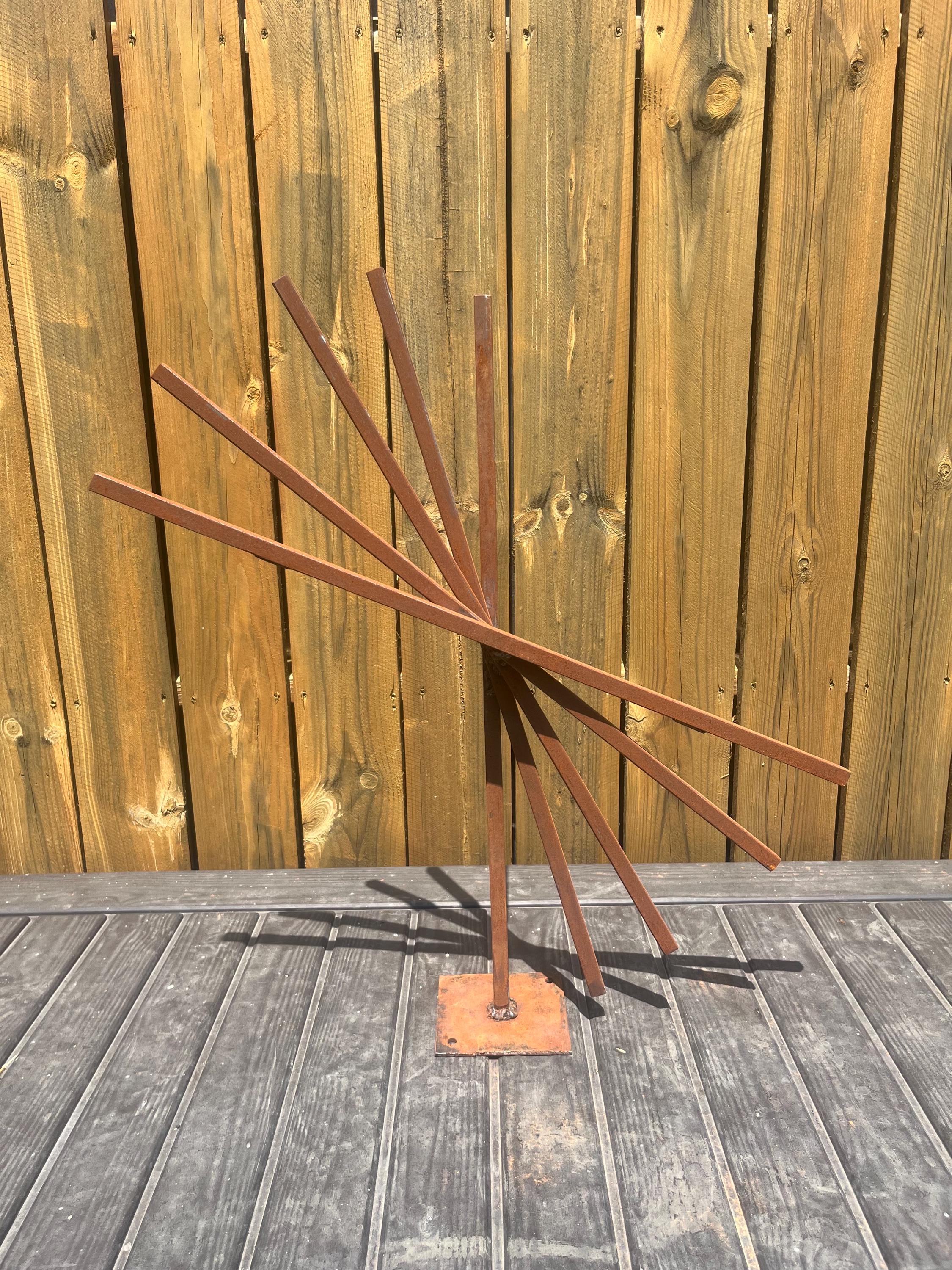 Abstract Metal Sculpture Rustic Patina Outdoor Art