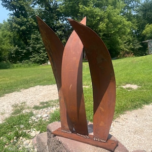 Organic Form Rustic Abstract Metal Art Sculpture