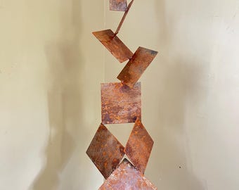 Abstract Geometric Sculpture Steel Outdoor Metal Art (Rustic Patina)