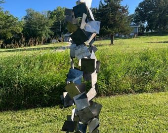 Elevation Abstract Geometric Steel Outdoor Sculpture Custom Colors