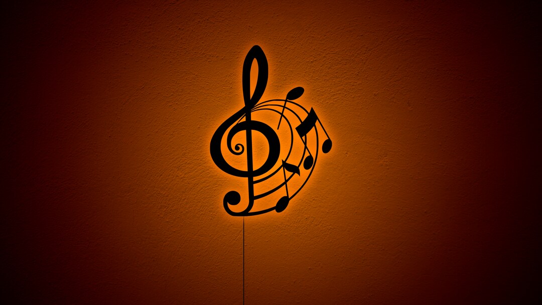 Treble Clef RGB Led Wall Sign Treble Clef Wooden Sign With Etsy