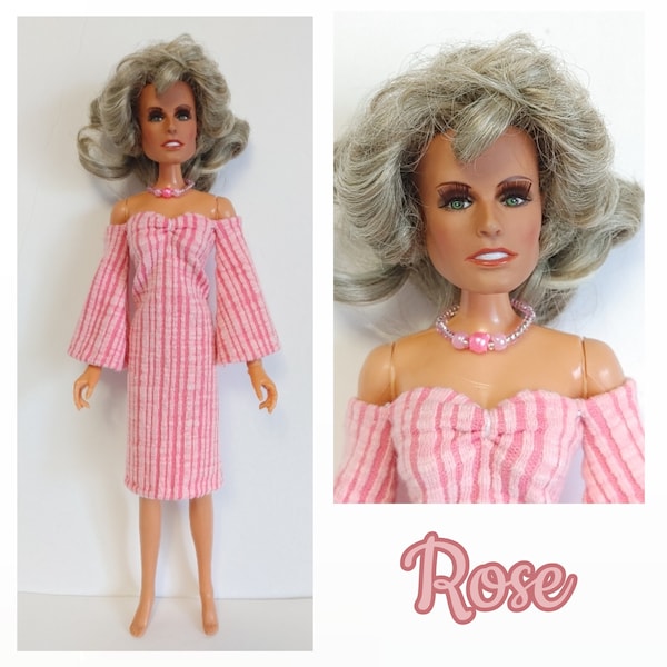 HM Fashion fits 12in Vintage CHER & FARRAH Dolls - Pink Dress and Necklace - Clothes No Doll