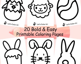 Easter Coloring Pages for Toddlers and Kids , Happy Bunny and Chick Egg Activity Book Printable (PDF)