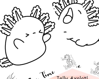 Cute Axolotl Coloring Page, Printable Coloring Sheets for Kindergarten, Kawaii  and Easy Designs, Preschoolers, Axolotl Birthday party, kids