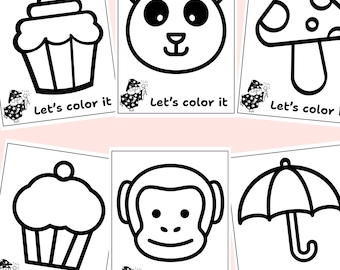 45 Super Easy  coloring pages for Kids, Printable Bold and Easy Designs, Preschoolers, Simple Coloring Pages for Toddlers, Home School, Prin