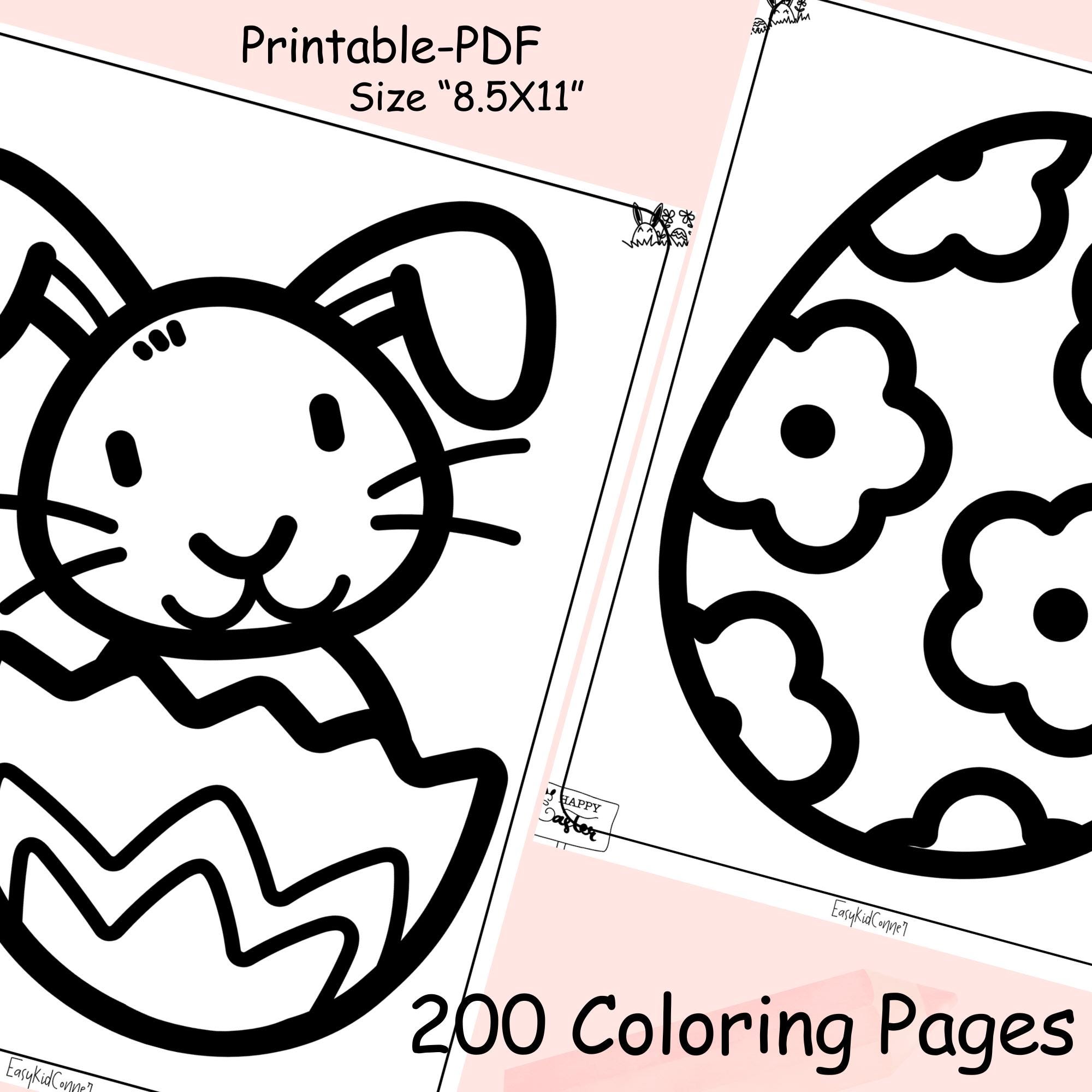 200 Easy Easter Coloring Pages for Toddlers and Kids, Printable Bold ...