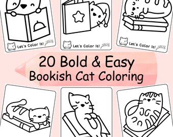Cat Coloring Pages for Toddlers, Bold & Easy, Funny Animal for Kids