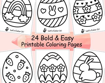 Easter Coloring Pages for Preschool, Kids Activity, Bunny & Egg Designs (Printable PDF Download)