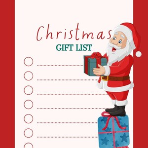 Lista de regalos de Navidad / Lista de Navidad / Lista de regalos de Papá Noel / PDF / Imprimible de Navidad / Lista de regalos navideños / Lista de deseos de Papá Noel / Lista de Papá Noel
