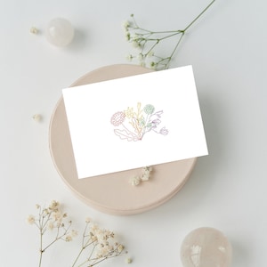 Afdrukbare botanische kaarten, wenskaart, instant digitale download, decorfloral kaart, boho kaart, minimale bloemenkaart, boeketkaart, sympathie