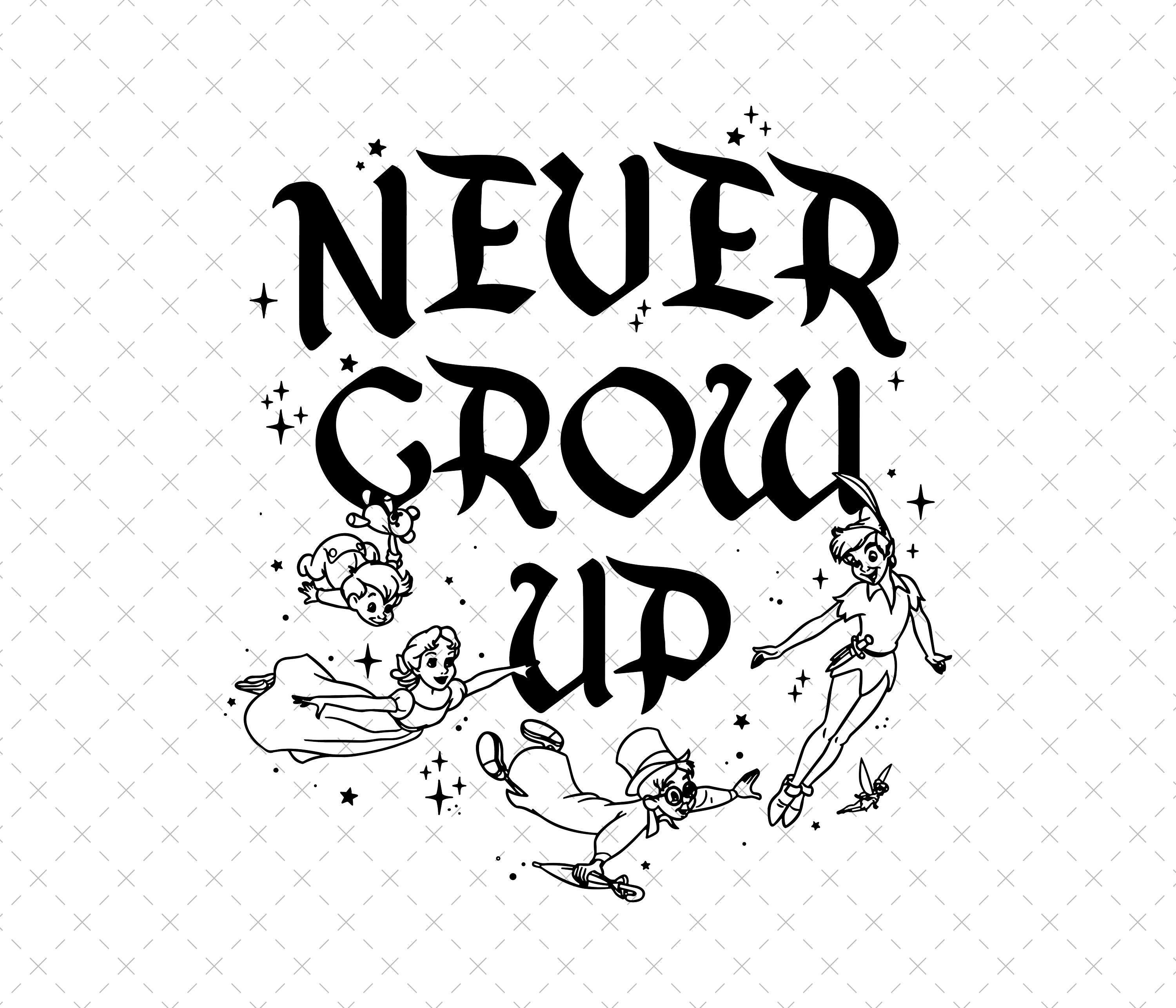 Never Grow Up Png, Never Grow Up Svg, Svg File For Cricut, Kid Shirt Png, Peter Pan Svg, Peter Pan Png, Peter Pan Birtday Png,  Digital File