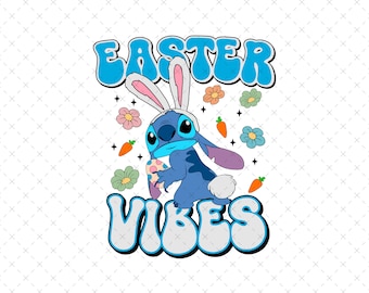 Easter Vibes Png, Stitch Easter Png, Happy Easter Png, Easter Png for sublimation, Stitch Easter Shirt Png, Digital File, Only Png