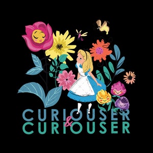 Curiouser Floral Alice Png, Retro Alice in Wonderland Png, Retro Alice in Wonderland File, Alice Shirt Png, Alice Png, Alice Clipart