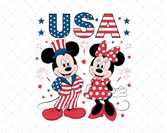 Happy 4th Of July Png Svg, Mouse and Friends Png Svg, July 4th Png, Independence Day Png Svg, 4th Of July Sublimation, American Flag Png