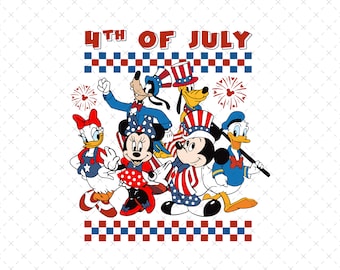 Happy 4th Of July Png Svg, Mouse and Friends Png Svg, July 4th Png, Independence Day Png Svg, 4th Of July Sublimation, American Flag Png