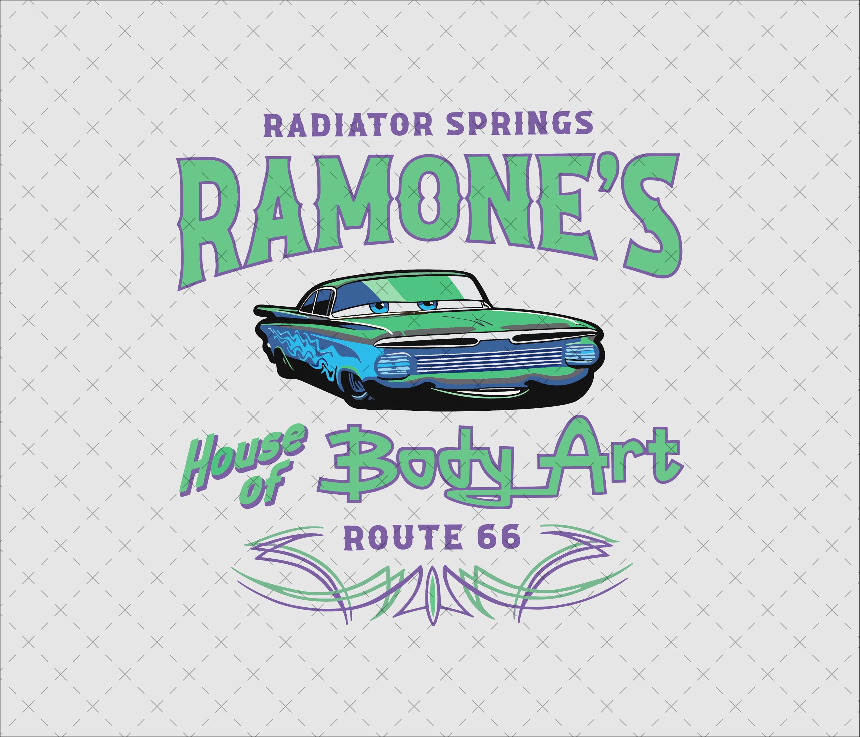 Ramone's House of Body Art PNG SVG, Route 66 Cars Design, Cars