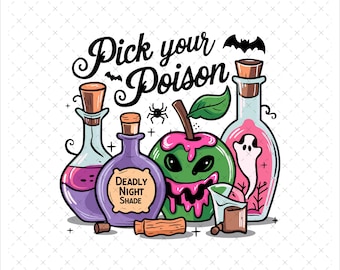 Princess Halloween Svg, Retro Pick Your Poison Halloween Png, Pick Your Poison Png, Villains Png, Spooky Vibes Png, Halloween Villains Png