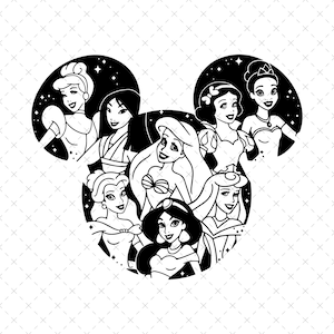 Princess Svg, Princess Png Mickey Ears Png Clipart , Princesses Svg , Cut File Silhouette, Cricut Svg, Digital File