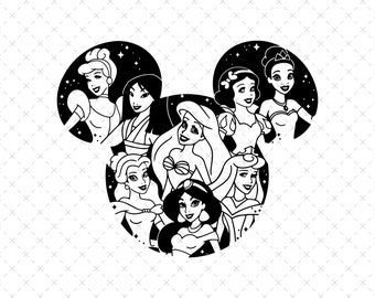 Princess Svg, Princess Png Mickey Ears Png Clipart , Princesses Svg , Cut File Silhouette, Cricut Svg, Digital File