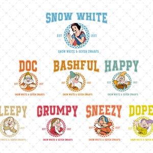 バンドル 7 人の小人 SVG、家族休暇 SVG、家族旅行 SVG、バケーション モード SVG、魔法の王国 SVG、家族お揃いシャツ SVG、プリンセス SVG 画像 1