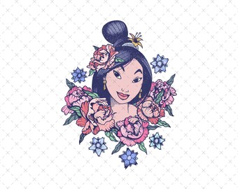 Floral Princess Mulan Png, Mulan Shirt Png, Png For Sublimation, Princess Png, Mulan Clipart, Digital File, Only Png
