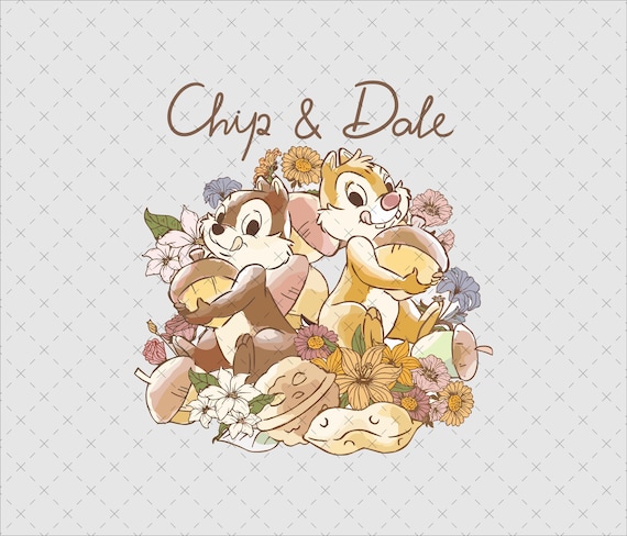 レトロなチップとデール PNG、花柄のチップとデールのクリップアート