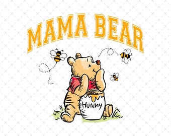 Mama Bear Png, Winnie Mama Png, Winnie de Poeh Mama Png, Png voor sublimatie, Moederdag Png, moeder Png, Mama Png, alleen Png, digitaal bestand