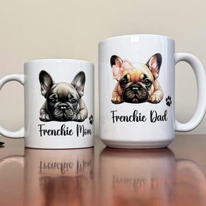 Taza de pareja de bulldog francés, taza a juego para mamá y papá, ideal para amantes del café, regalos para dueños de bulldogs franceses, Navidad, aniversario, San Valentín.