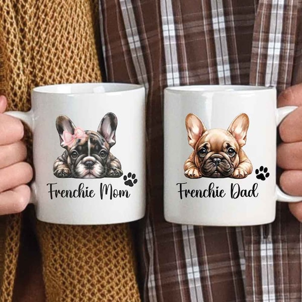 French Bulldog Couple Mug Lazy Frenchie Mom Dad Matching Mug for Coffee Lover FrenchBull dog Owner Gifts Christmas Anniversary Valentine Day