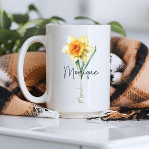 Birth Flower Name Mug, Personalized Custom Gift Mug, Valentine&#39;s Day Gift, Party Favor Gift, Personal Birthday Cup, Birth Month Floral Mugs