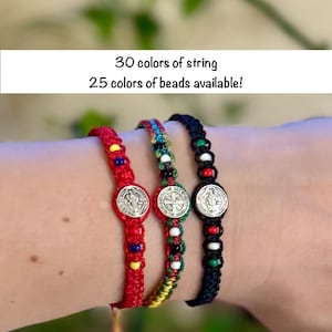 Latin America San Benito/Saint Benedict, 20+ colors of string and 25+ colors of beads, waterproof, adjustable; one color or flag color beads