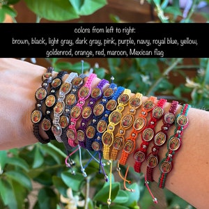 Pulsera Virgen de Guadalupe hecha a mano, colores combinables