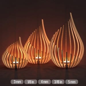 3x Tealight Holders Lantern Set SVG Files for Laser, Glowforge Wooden Christmas Candle Holder Set, DIY Make Christmas Easy Table Lamp Plan