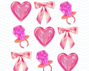 Coquette Lollipops Ring Hearts Pink Bows SVG File, Pink Bows, Cute Girl, Grand Millenial, Soft Girl Aesthetic, Pink Aesthetic Valentine Svg