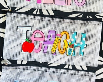Personalized Pencil Pouch-  Zipper Pouch-  Back to school - UVDTF Kindergarten first second third