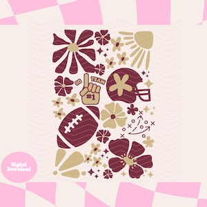 Football Saison mod Blume Granat und Gold Team Spirit Transparente PNG SVG Perfekt für Football Shirt Craft - College Football DIY