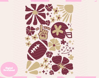 Football Season mod Flower Garnet and Gold Team Spirit Transparent PNG SVG Perfect for Football Shirt Craft - College Football DIY