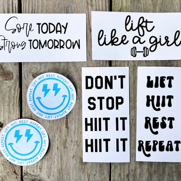 Lift Hiit Rest Repeat Decal - Shaker Bottle Decal- Yeti Decal- Workout Inspiration Sticker