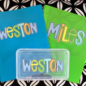 Personalized Pencil Boxes - Pencil Pouch - Pocket Folder with Prongs - Zipper Pouch- Back to school - UVDTF Kindergarten first second third image 4