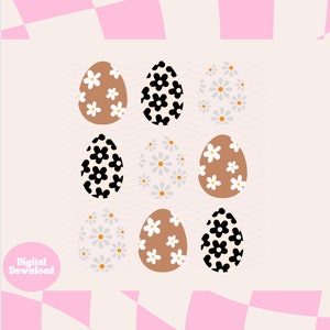 Coquette printemps neutre Floral Daisy oeuf de Pâques PNG SVG fichier, jolie fille, grand-millénaire Grand millénaire doux fille esthétique, esthétique