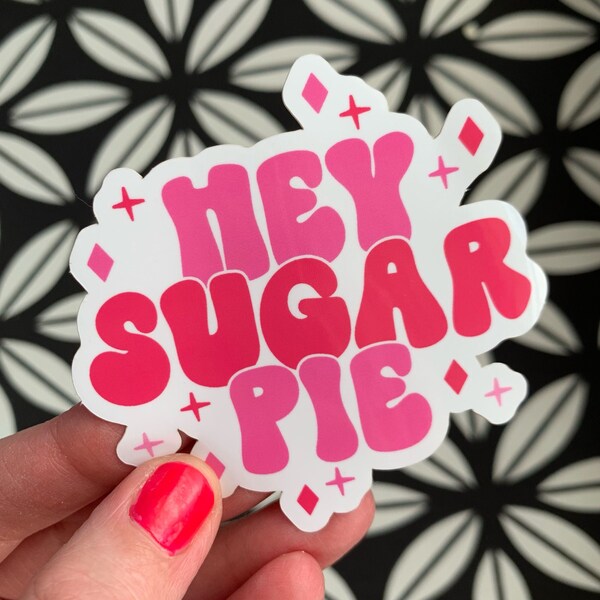 Hey Sugar Pie Valentines Day Sticker for Bottles Masons Shakers Cold Cup - Valentines Day Pink Red Cute Galentines Sticker Cup NOT included