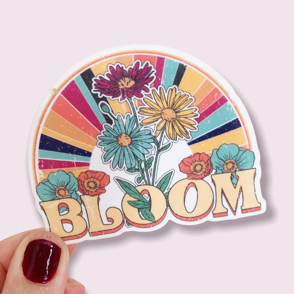 Bloom Clear Vinyl Retro Sticker sized for Shakers or Cup - Inspiration Motivation - Energize Decal- Cup NOT included