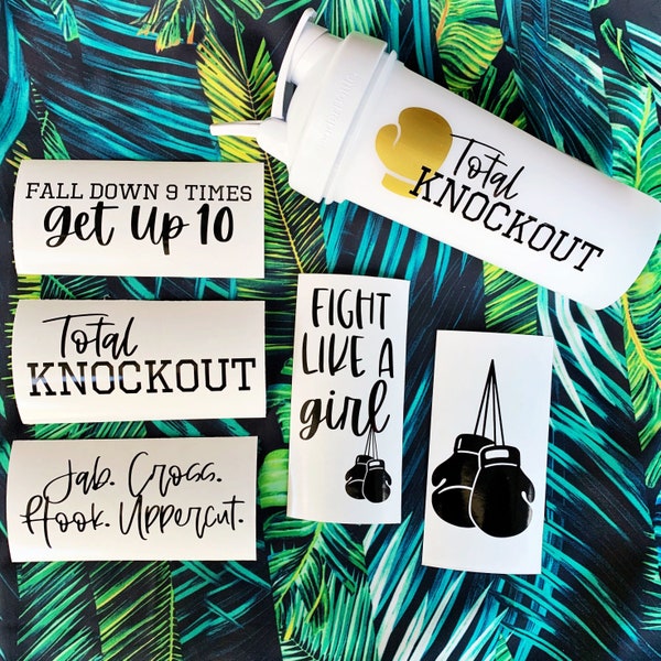 Total Knockout Collection Decals - Shaker Cup Decal- Workout Sticker -Boxing Workout  -  DECAL ONLY